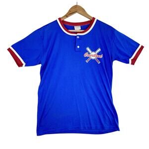 Vintage 80s Courtland Baseball Jersey Henley Ringer Shirt L Americana Sports